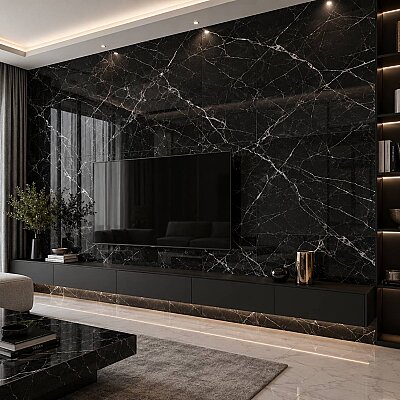 Kütahya Seramik 60x120 Black Calacatta Kristal Parlak Rektifiyeli - 55016626RN