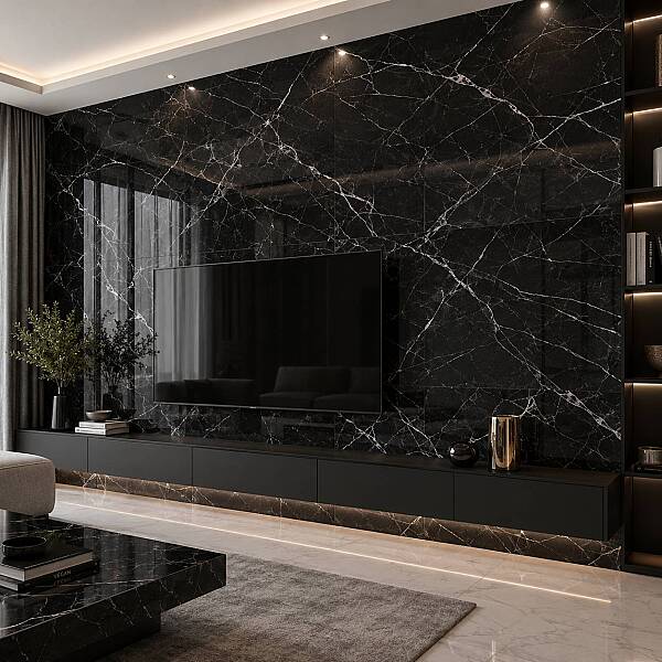 Kütahya Seramik 60x120 Black Calacatta Kristal Parlak Rektifiyeli - 55016626RN - 1