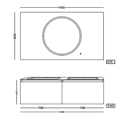 Lineart Bella Banyo Dolabı 140 cm Siyah - 2