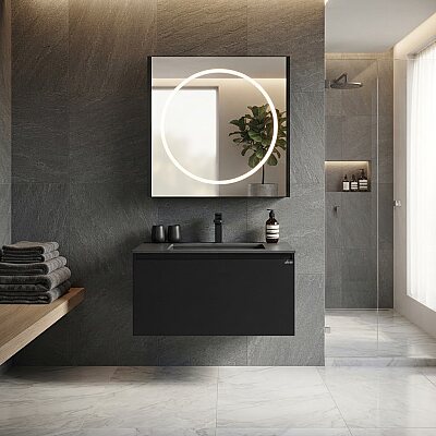 Lineart Bella Banyo Dolabı 80 cm Siyah - LİNEART