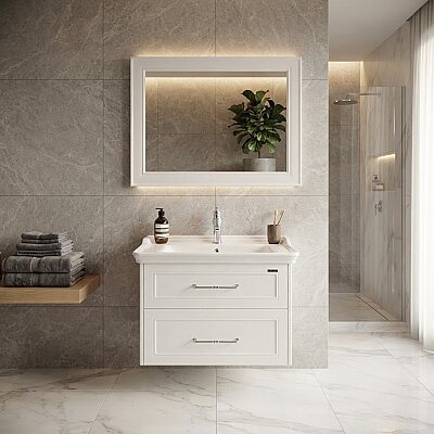 Lineart Frame Banyo Dolabı 100 cm Beyaz - LİNEART