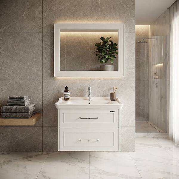 Lineart Frame Banyo Dolabı 100 cm Beyaz - 1