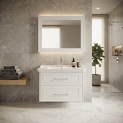 Lineart Frame Banyo Dolabı 80 cm Beyaz - LİNEART