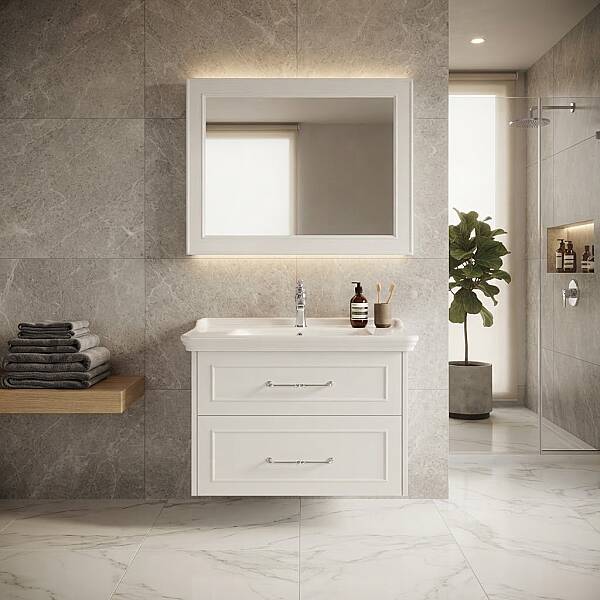 Lineart Frame Banyo Dolabı 80 cm Beyaz - 1