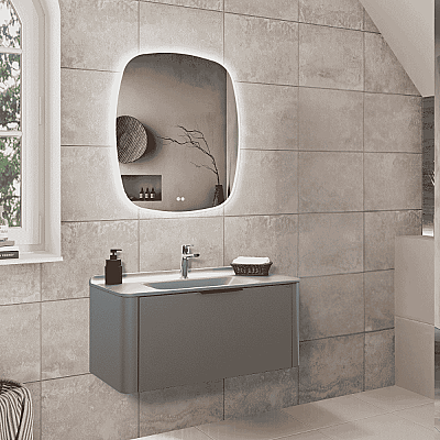 Lineart Loop Lake Banyo Dolabı 100 cm Cement Gri - LİNEART