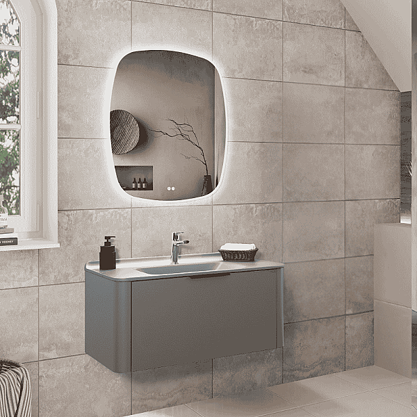 Lineart Loop Lake Banyo Dolabı 120 cm Cement Gri - 1