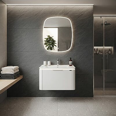 Lineart Loop Lake Banyo Dolabı 80 cm Beyaz - LİNEART