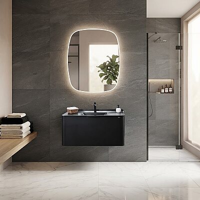 Lineart Loop Lake Banyo Dolabı 80 cm Siyah - LİNEART