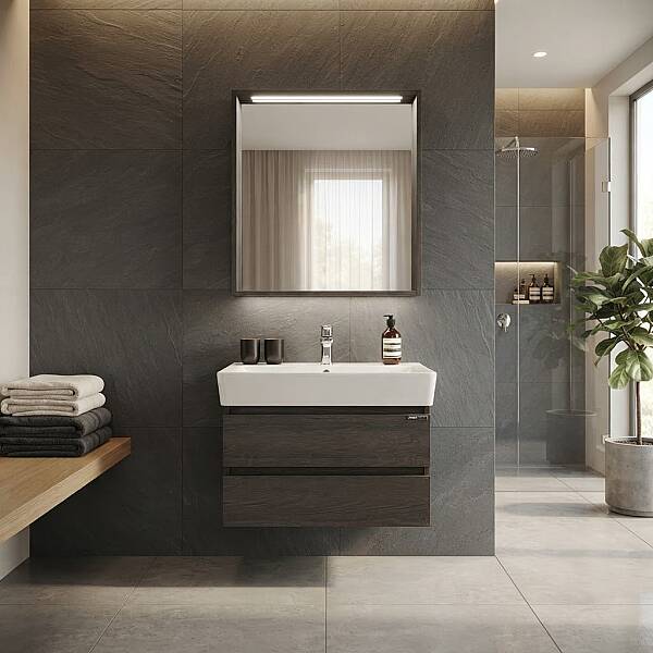 Lineart Plaza Banyo Dolabı 50 cm Antrasit-Meşe - 1