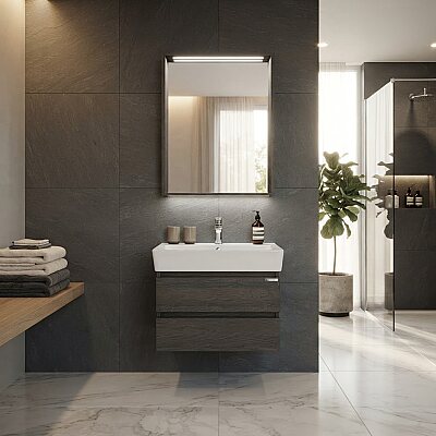 Lineart Plaza Banyo Dolabı 60 cm Antrasit-Meşe - LİNEART