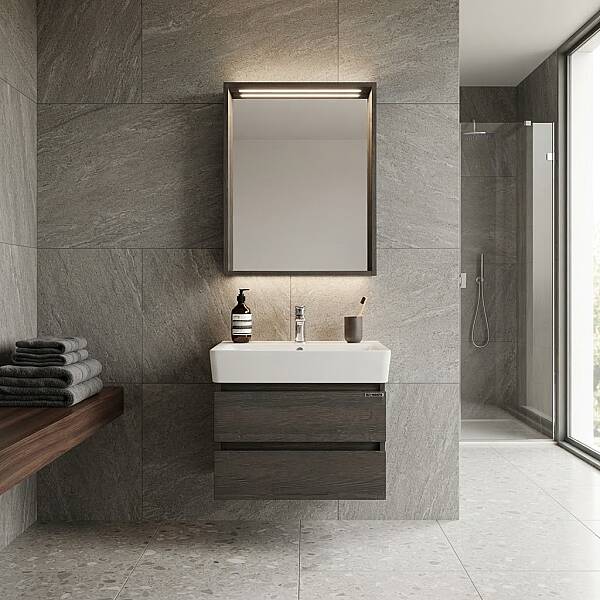 Lineart Plaza Banyo Dolabı 70 cm Antrasit-Meşe - 1