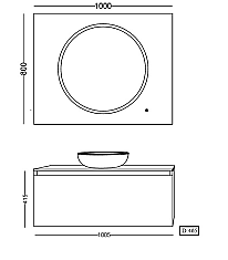 Lineart Royal Circle Banyo Dolabı 100 cm Cement Gri - 3