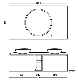 Lineart Royal Circle Banyo Dolabı 140 cm Cement Gri - 3