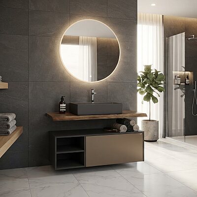Lineart Timber Banyo Dolabı 125cm Gri-Cappucino - LİNEART