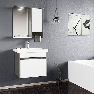 Orka Aydos Banyo Dolabı Takımı 100cm Retro Gümüş - ORKA BANYO