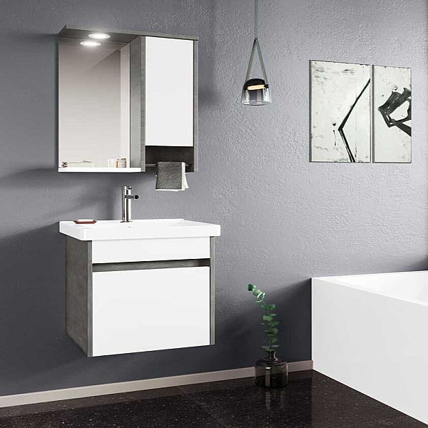 Orka Aydos Banyo Dolabı Takımı 55cm Retro Gümüş - 1