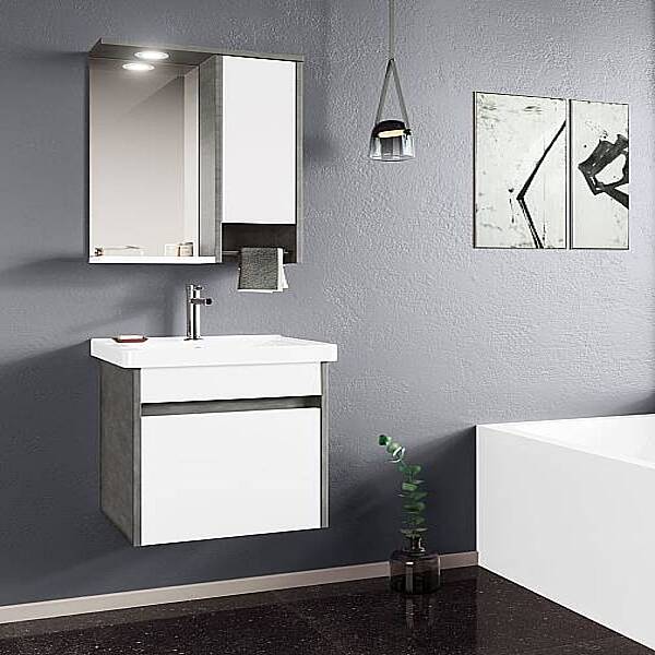Orka Aydos Banyo Dolabı Takımı 85cm Retro Gümüş - 1