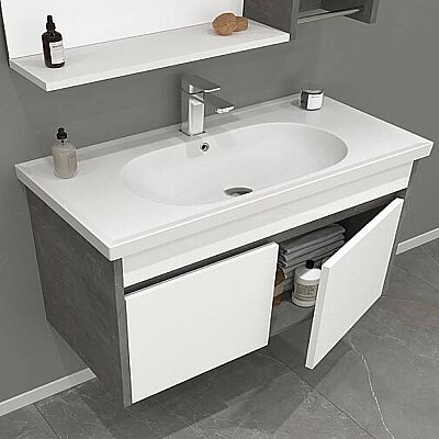 Orka Aydos Banyo Dolabı Takımı 85cm Retro Gümüş - 2