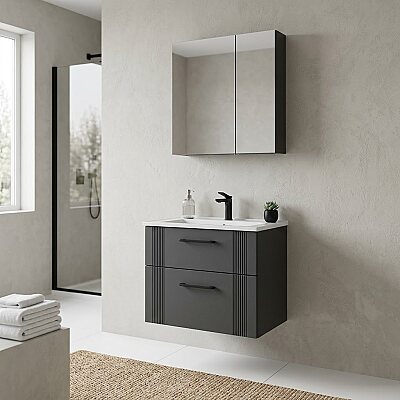 Orka Bari Banyo Dolabı Takımı 65 cm Antrasit - ORKA BANYO
