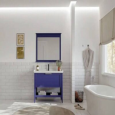 Orka Bastle Banyo Dolabı Takımı 80 cm Lacivert - ORKA BANYO