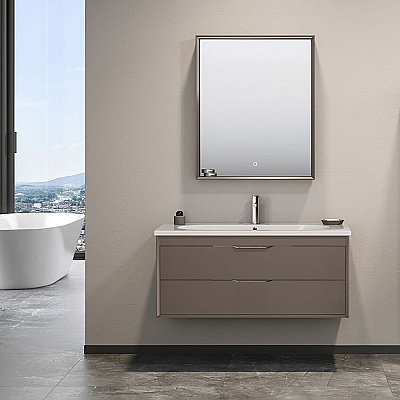 Orka Clay Çift Çekmeceli Banyo Dolabı Takımı 100 cm Toprak - ORKA BANYO