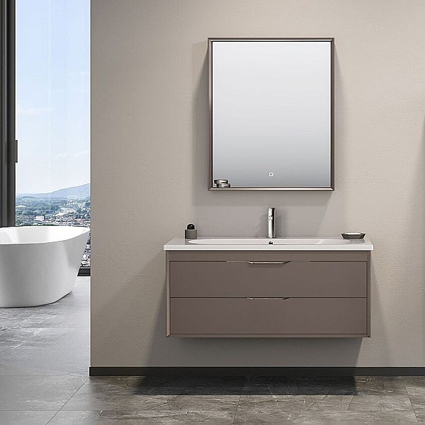 Orka Clay Çift Çekmeceli Banyo Dolabı Takımı 100 cm Toprak - 1