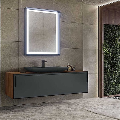 Orka Craft Banyo Dolabı Takımı 120 cm Ceviz - Antrasit - ORKA BANYO