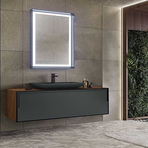 Orka Craft Banyo Dolabı Takımı 120 cm Ceviz - Antrasit - 1