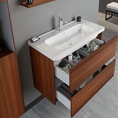 Orka Düden Çekmeceli Banyo Dolabı Takımı 100 cm Ceviz - 2