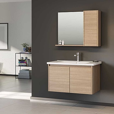 Orka Düden Kapaklı Banyo Dolabı Takımı 80 cm Meşe - ORKA BANYO