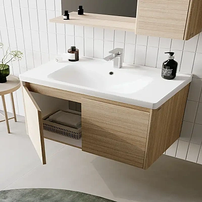 Orka Düden Kapaklı Banyo Dolabı Takımı 80 cm Meşe - 3