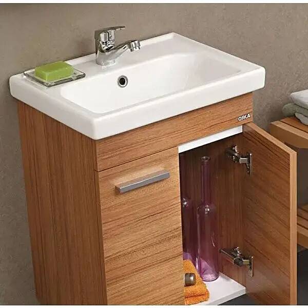 Orka Enez Banyo Dolabı Takımı 65cm Teak - 2