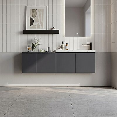 Orka Ferla Banyo Dolabı Takımı 110 cm Antrasit - ORKA BANYO