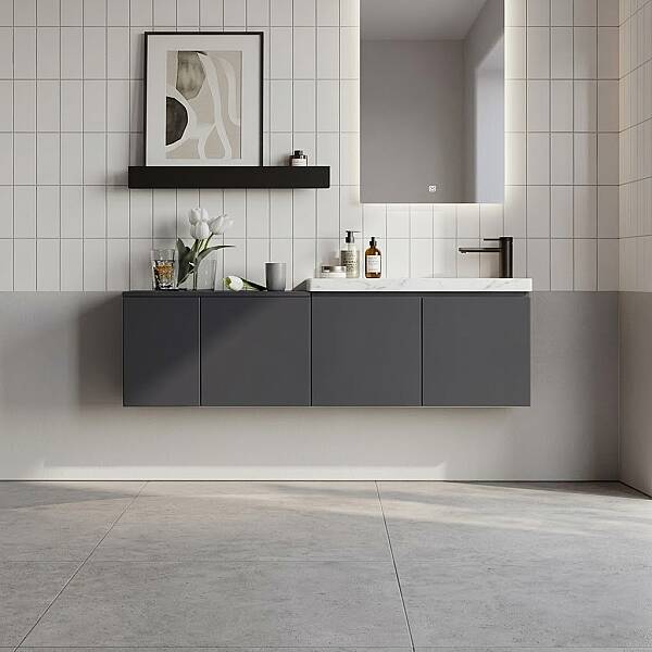 Orka Ferla Banyo Dolabı Takımı 110 cm Antrasit - 1