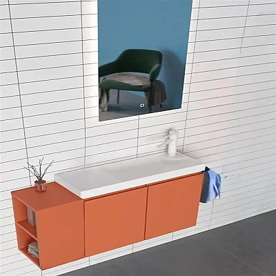 Orka Ferla Banyo Dolabı Takımı 80 cm Tarçın - ORKA BANYO