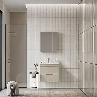Orka Lena Çekmeceli Banyo Dolabı Takımı 85cm Çöl Beji - ORKA BANYO