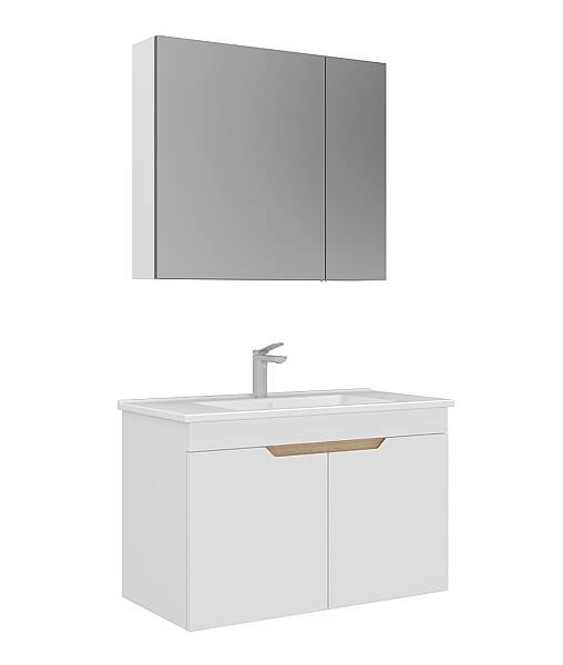 Orka Lena Kapaklı Banyo Dolabı Takımı 85cm Beyaz - 3