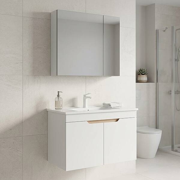 Orka Lena Kapaklı Banyo Dolabı Takımı 85cm Beyaz - 1