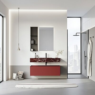 Orka Levanto Banyo Dolabı Takımı 120 cm Vişne - ORKA BANYO