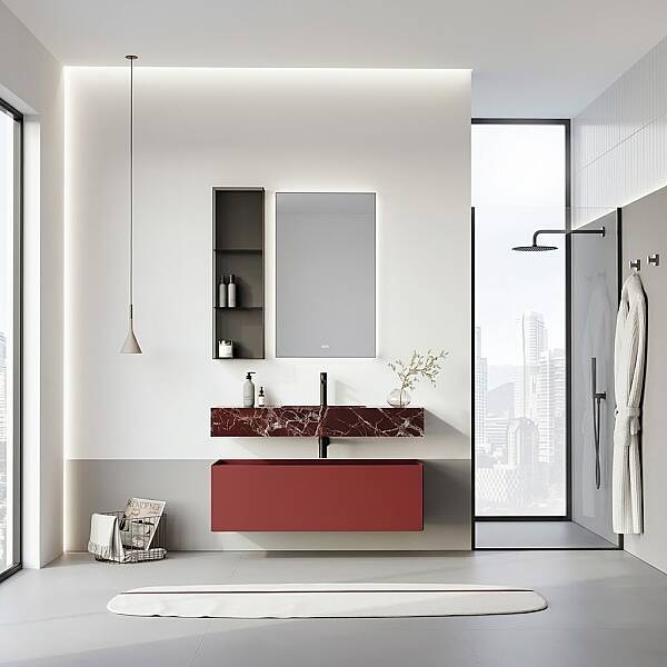 Orka Levanto Banyo Dolabı Takımı 120 cm Vişne - 1