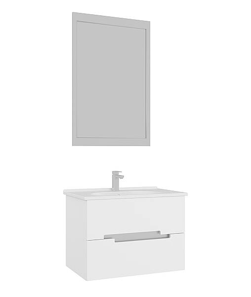 Orka Lodi Banyo Dolabı Takımı 80 cm Beyaz - Gümüş - 2