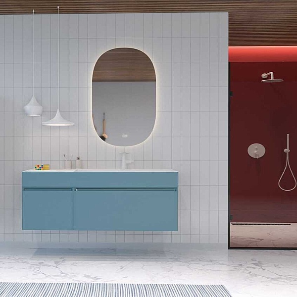 Orka Lusso Banyo Dolabı Takımı 120 cm Mat Mavi - 1