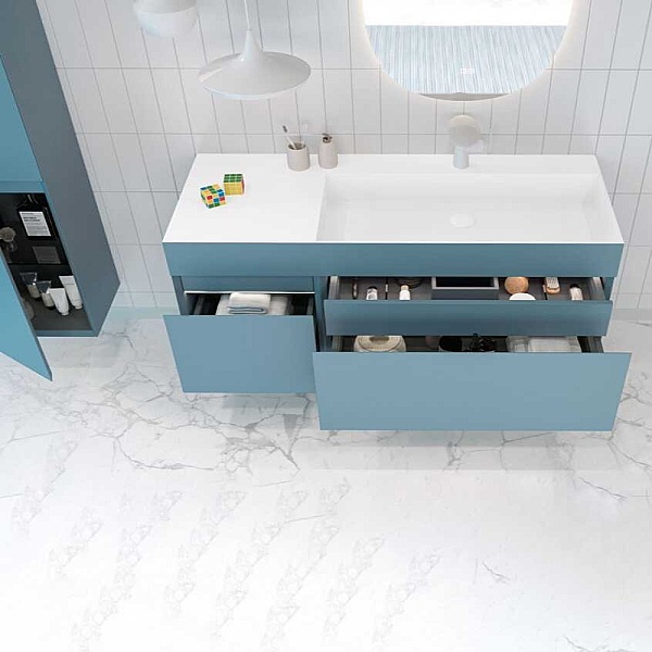 Orka Lusso Banyo Dolabı Takımı 120 cm Mat Mavi - 2