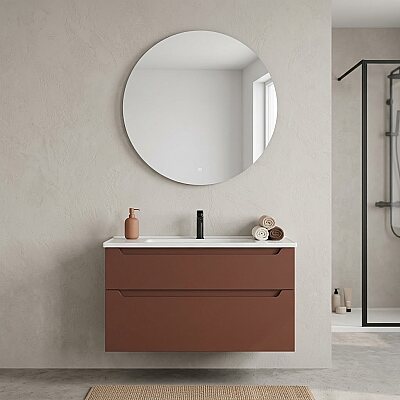 Orka Messina Banyo Dolabı Takımı 100 cm Tuskan Kırmızı - ORKA BANYO
