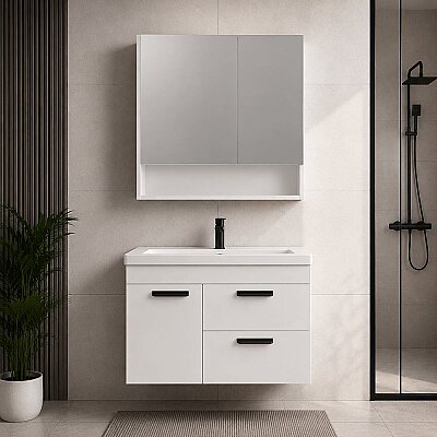 Orka Nova Banyo Dolabı Takımı 80 cm Beyaz - ORKA BANYO