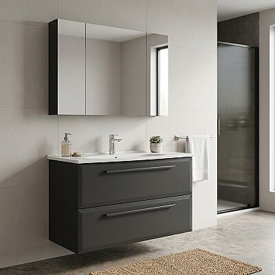 Orka Nuvola Banyo Dolabı Takımı 100 cm Antrasit - ORKA BANYO