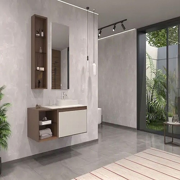 Orka Pacific Banyo Dolabı Takımı 110 cm Mocha Meşe - Mat Kaşmir - 1