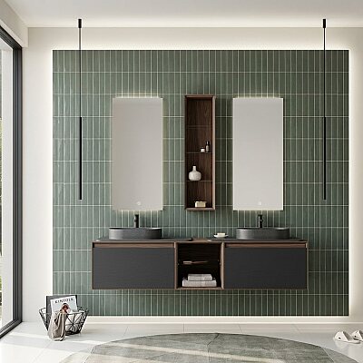 Orka Pacific Banyo Dolabı Takımı 180 cm Mocha Meşe - Mat Antrasit - ORKA BANYO