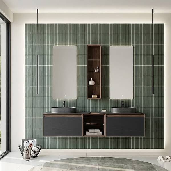 Orka Pacific Banyo Dolabı Takımı 180 cm Mocha Meşe - Mat Antrasit - 1