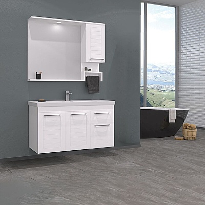 Orka Perge Banyo Dolabı Takımı 100 cm Beyaz - ORKA BANYO